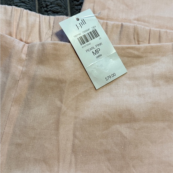 NWT J.Jill Pearl Pink Linen Cropped Pants Medium Petite - Picture 3 of 5